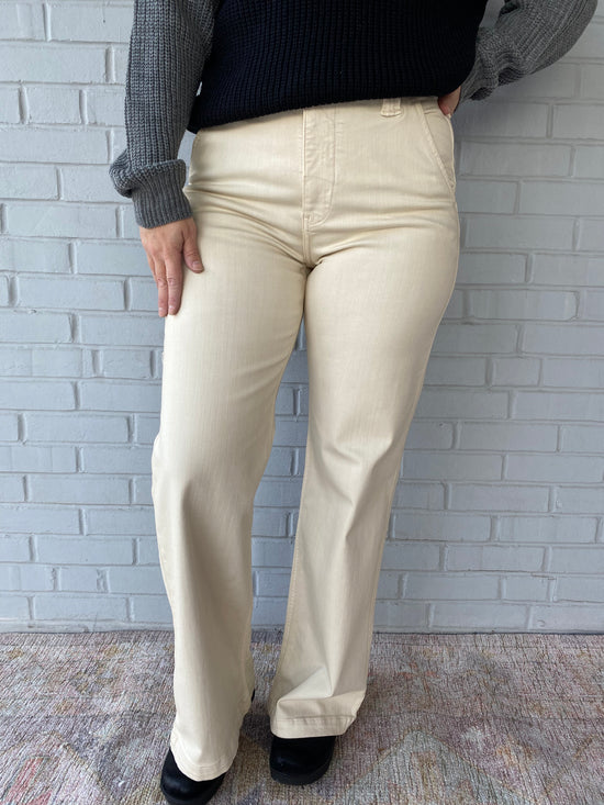 Holly High Rise Flares in Tan