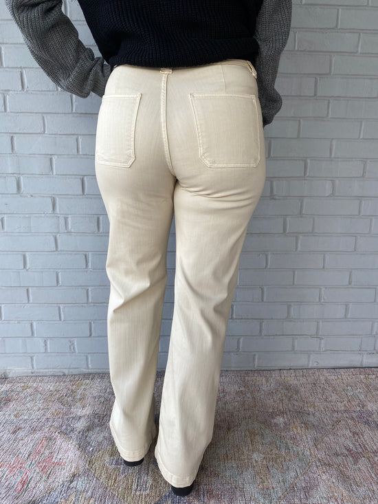 Holly High Rise Flares in Tan