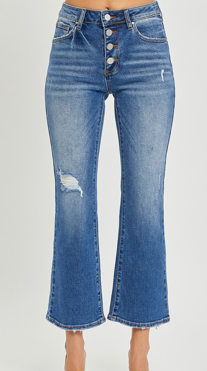 Tina Mid Rise Cropped Flare Jeans
