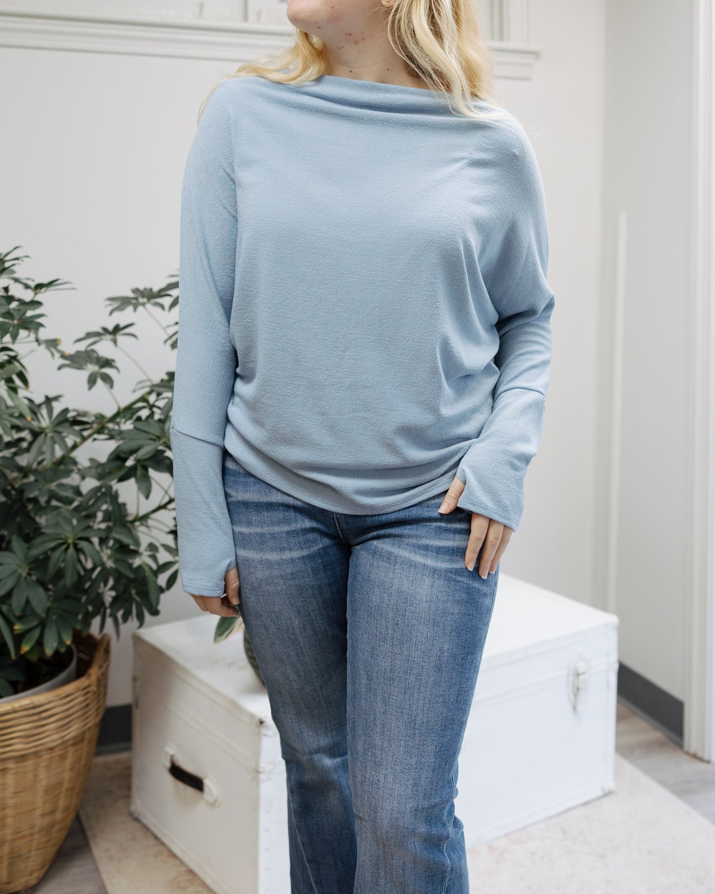 Fearless Off the Shoulder Sweater Starlight Blue
