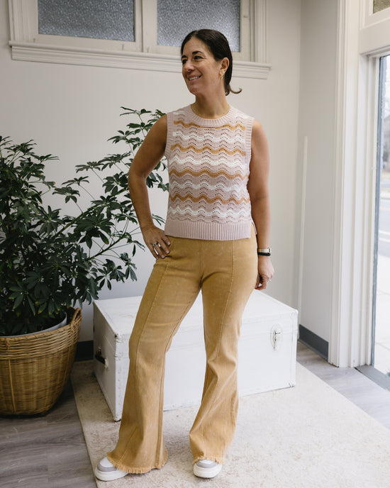 Flare and Free High Waist Pants in Latte