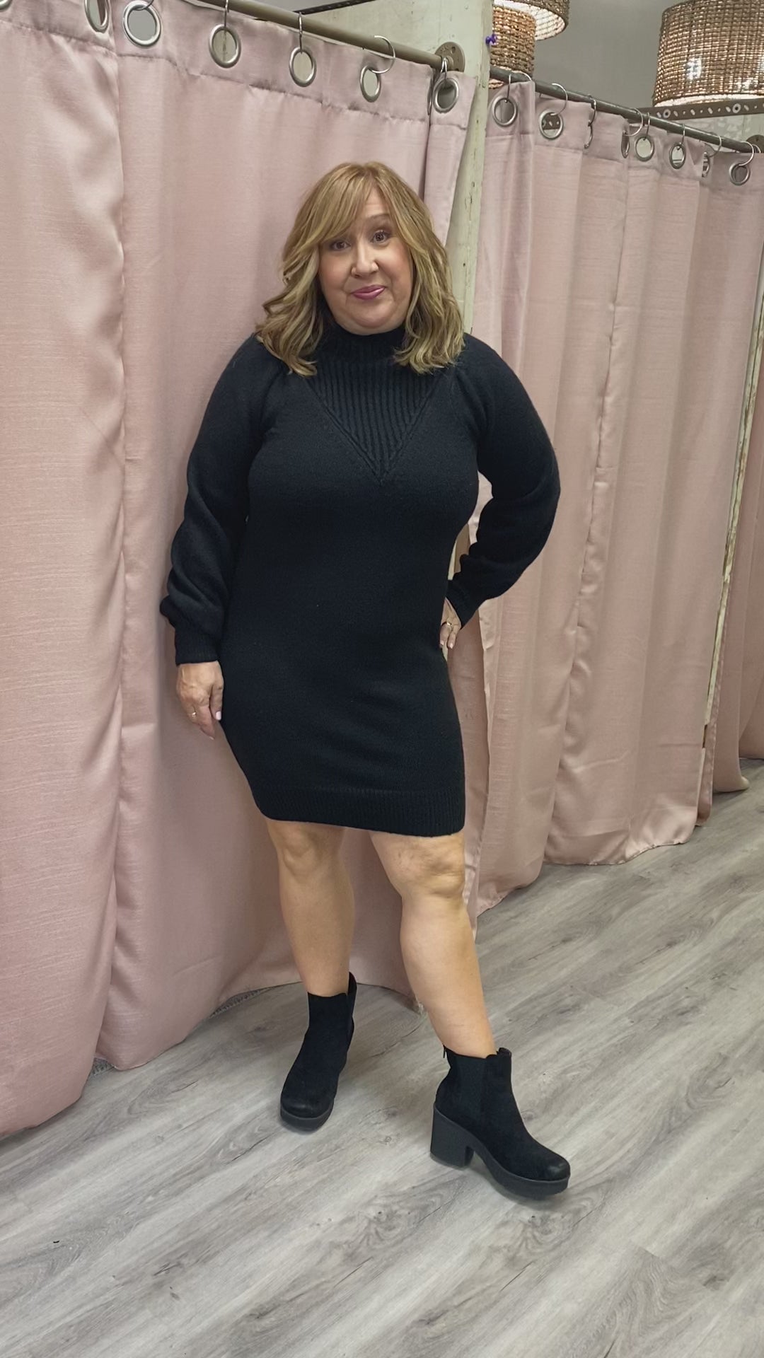 Load and play video in Gallery viewer, Don&amp;#39;t Mock Me Mock Neck Sweater Dress
