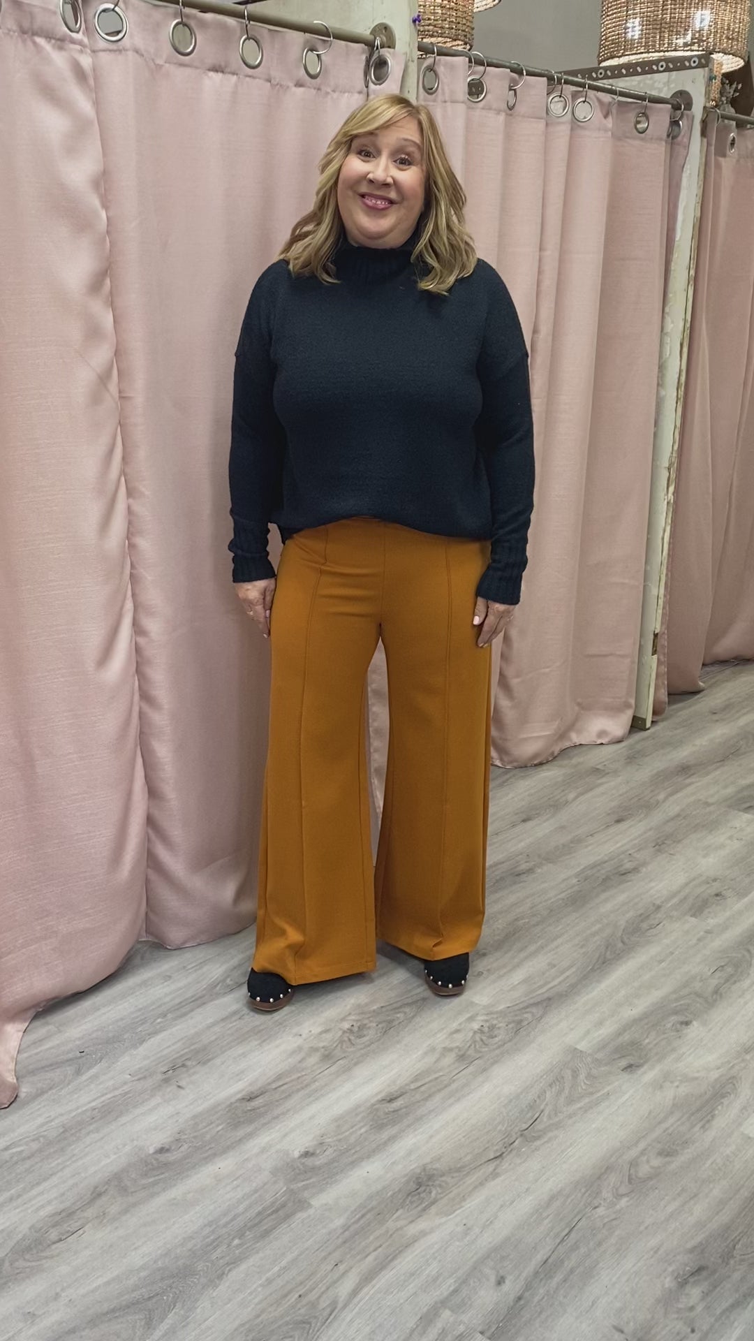 Load and play video in Gallery viewer, Nadine Knit Trousers in Camel
