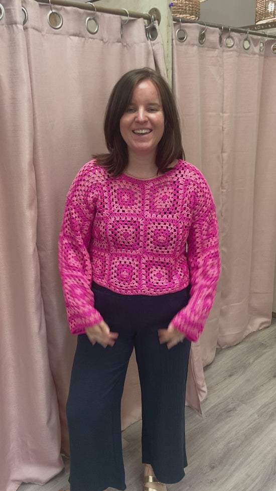 Load and play video in Gallery viewer, Shades of Pink Crochet Top
