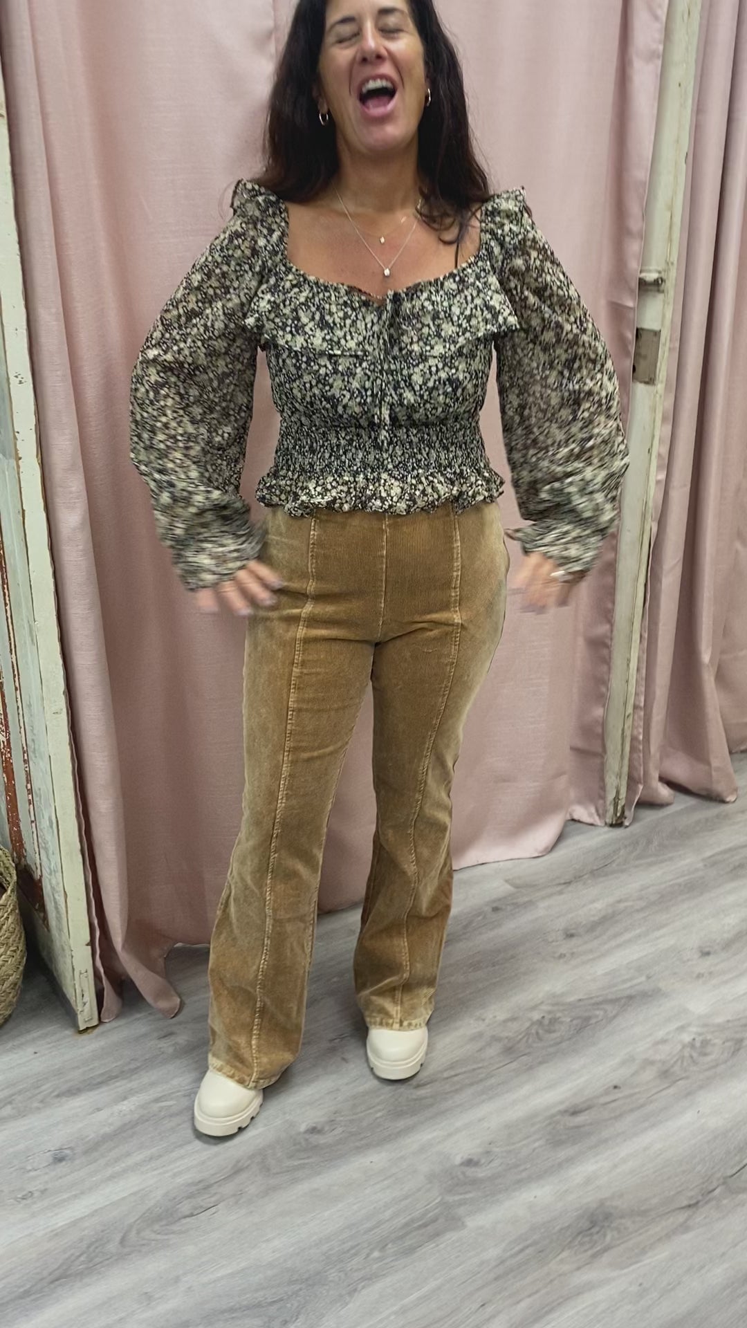 Load and play video in Gallery viewer, Adrienne Corduroy Pants in Almond

