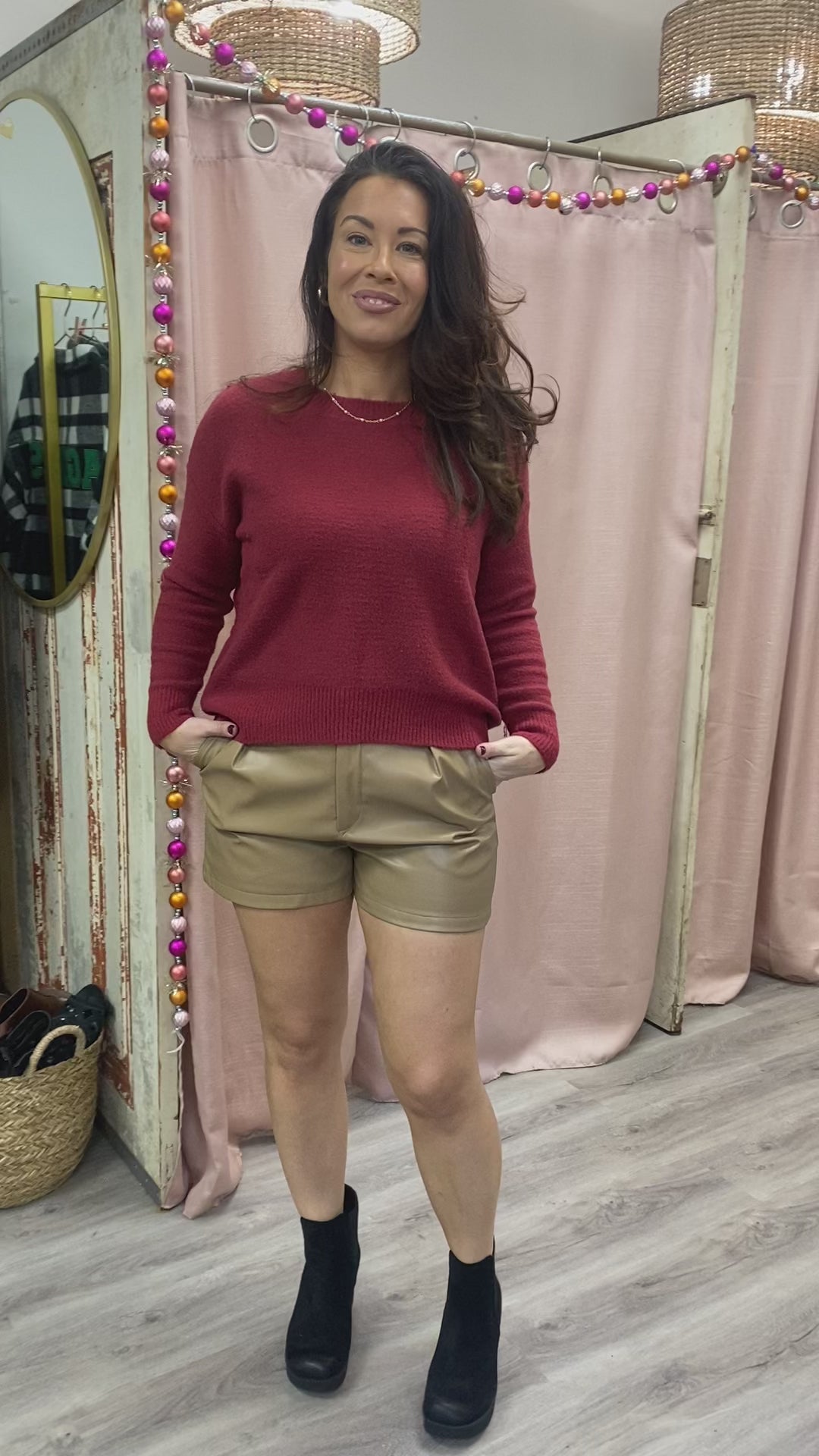 Load and play video in Gallery viewer, Charlie Crewneck Sweater Burgundy
