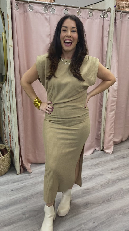 Load and play video in Gallery viewer, Olivia Midi Dress- Wheat
