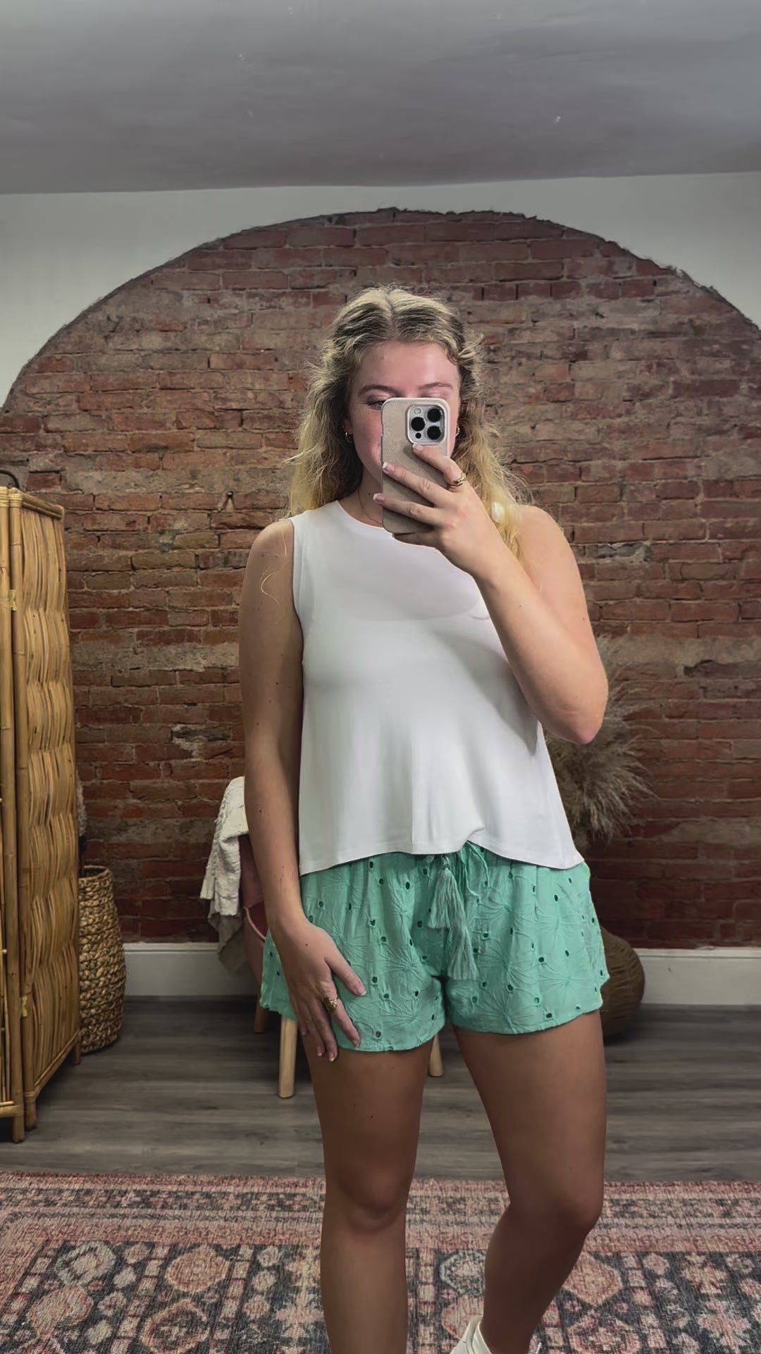 Riley Split Back Tank White