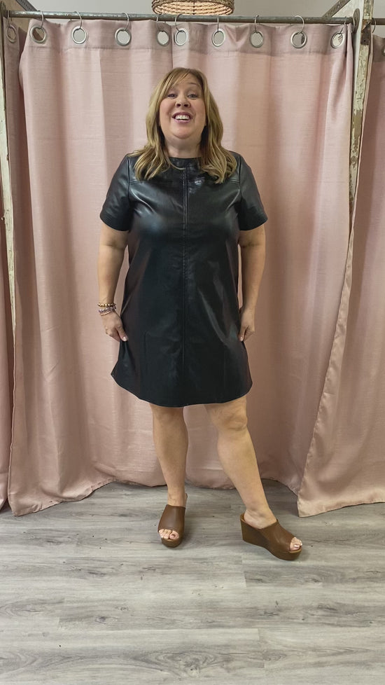 Load and play video in Gallery viewer, Hurt So Good Faux Leather Dress
