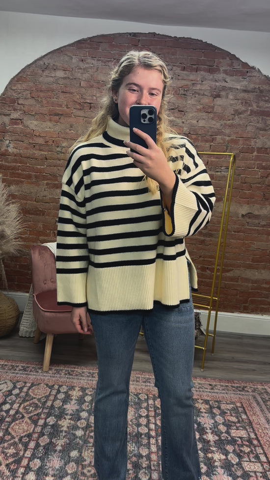 Load and play video in Gallery viewer, All The Time Striped Turtleneck
