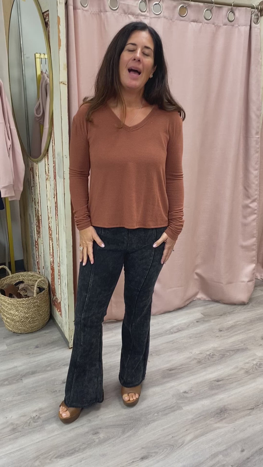 Load and play video in Gallery viewer, Flare and Free High Waist Pants in Black
