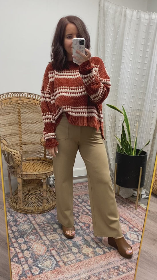 Load and play video in Gallery viewer, Rust Chenille Sweater
