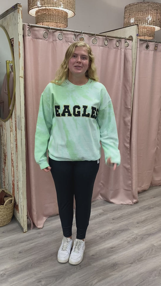 Load and play video in Gallery viewer, Tie Dye Eagles Crew Neck
