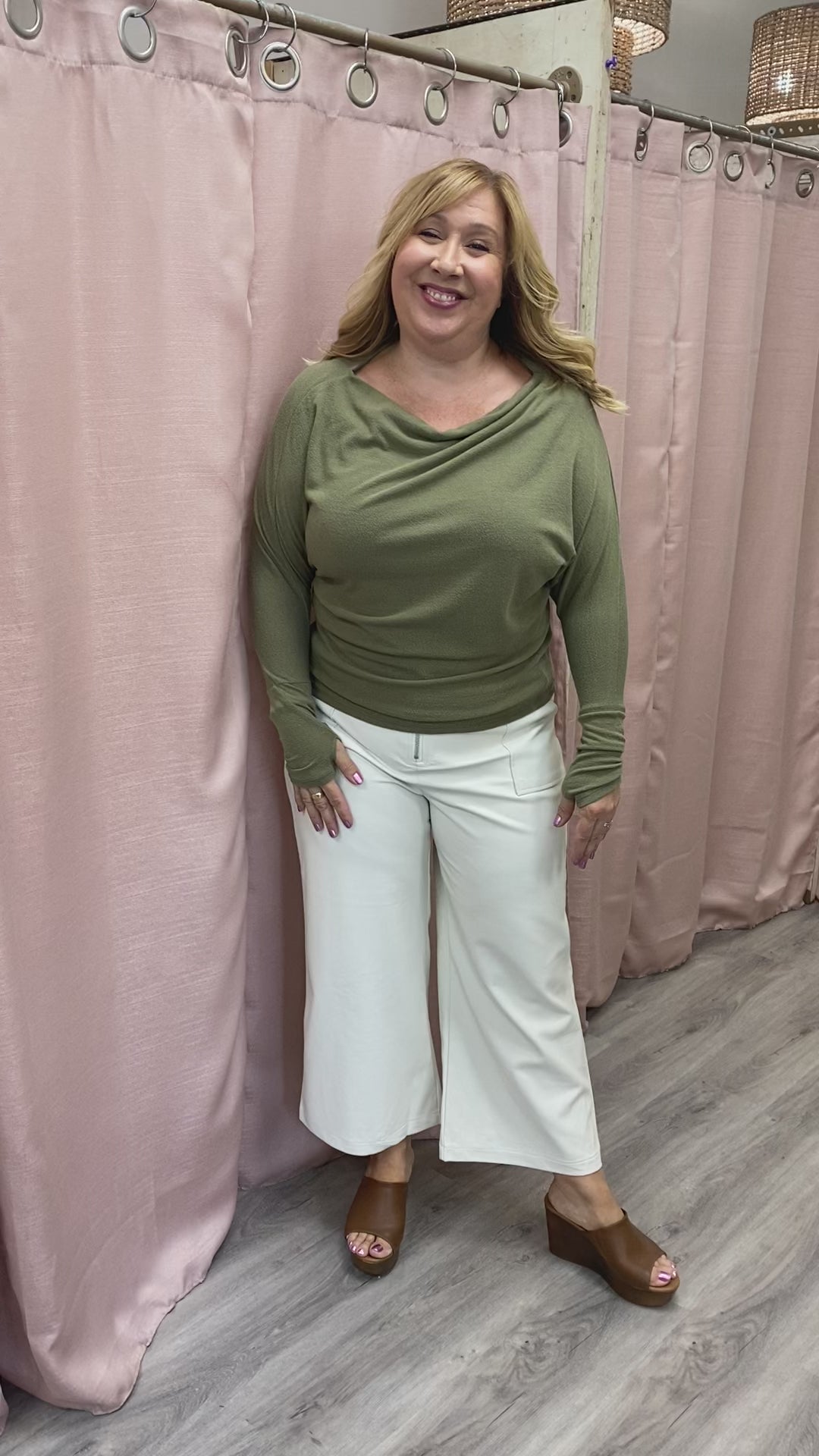 Load and play video in Gallery viewer, Fearless Off the Shoulder Sweater Olive
