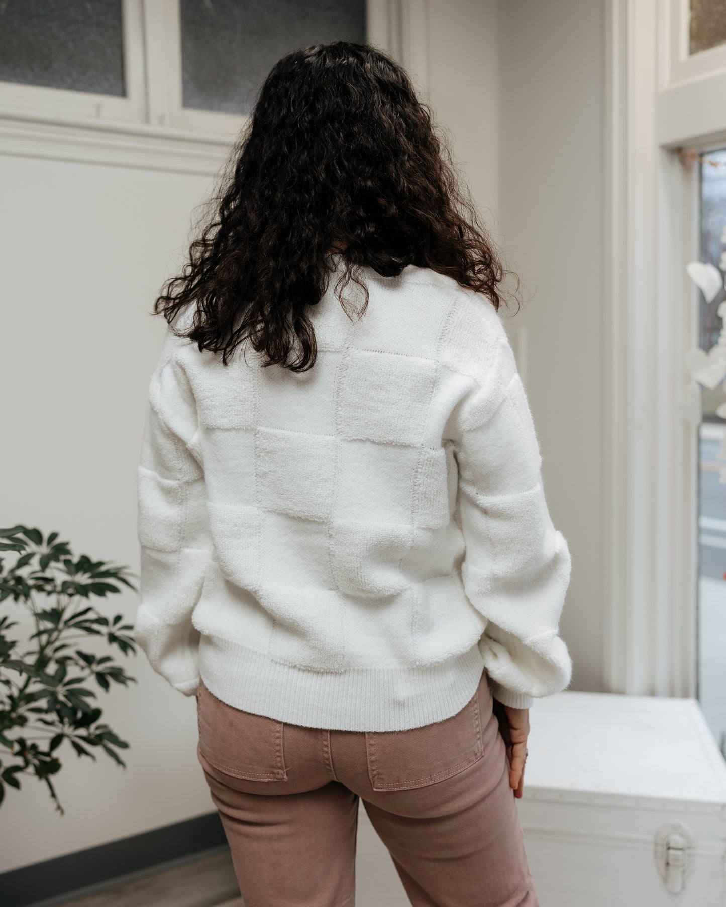 Blocker Crewneck Sweater in Ivory