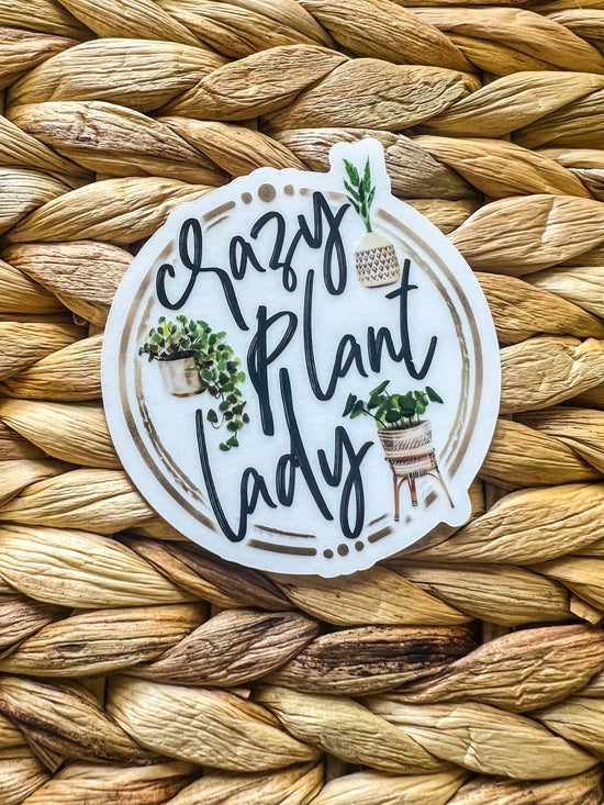Crazy Plant Lady Spring, Clear Vinyl , Sticker, 3 in.