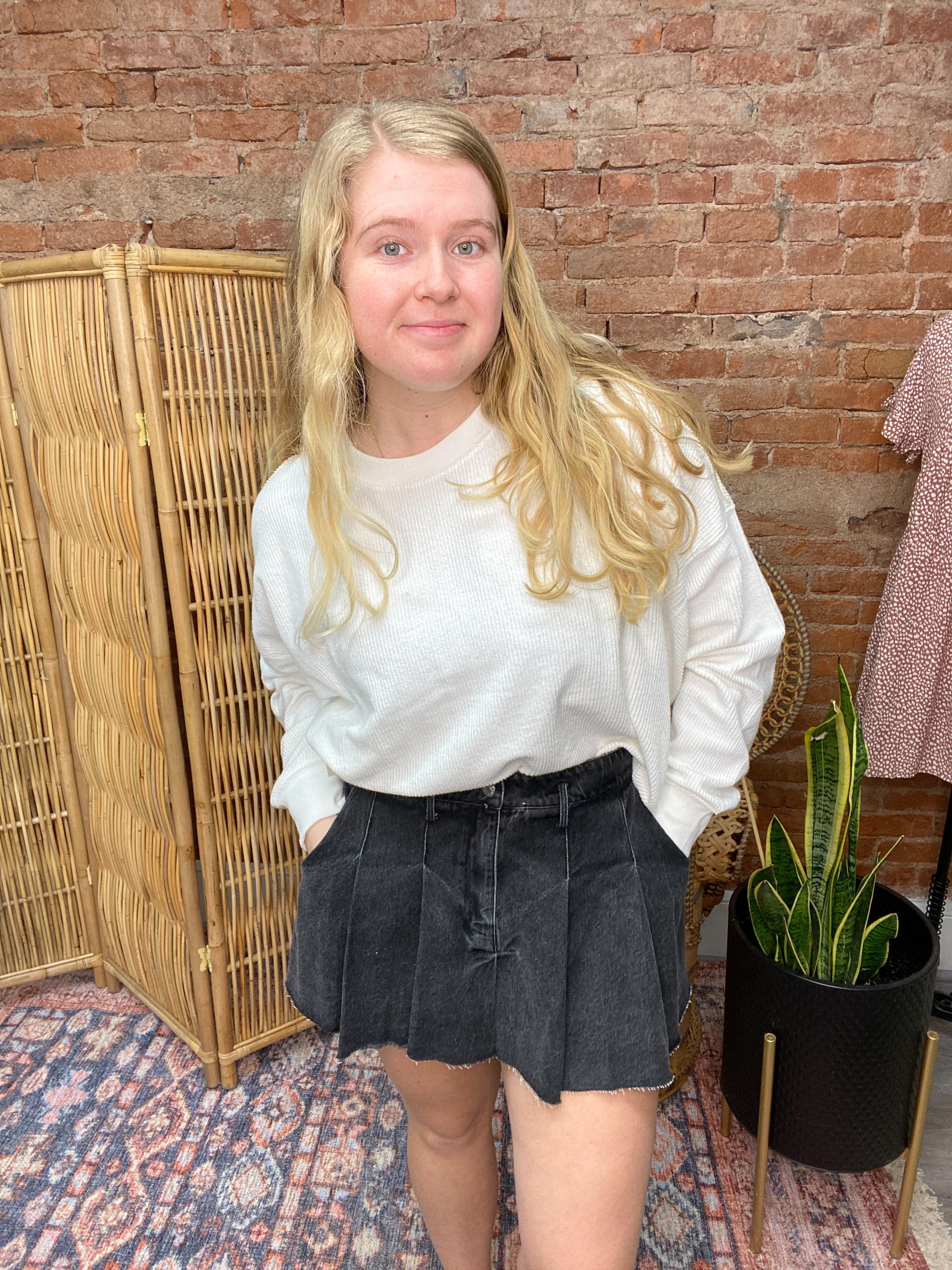 Pleated Denim Mini Skirt Piccolo Boutique LLC