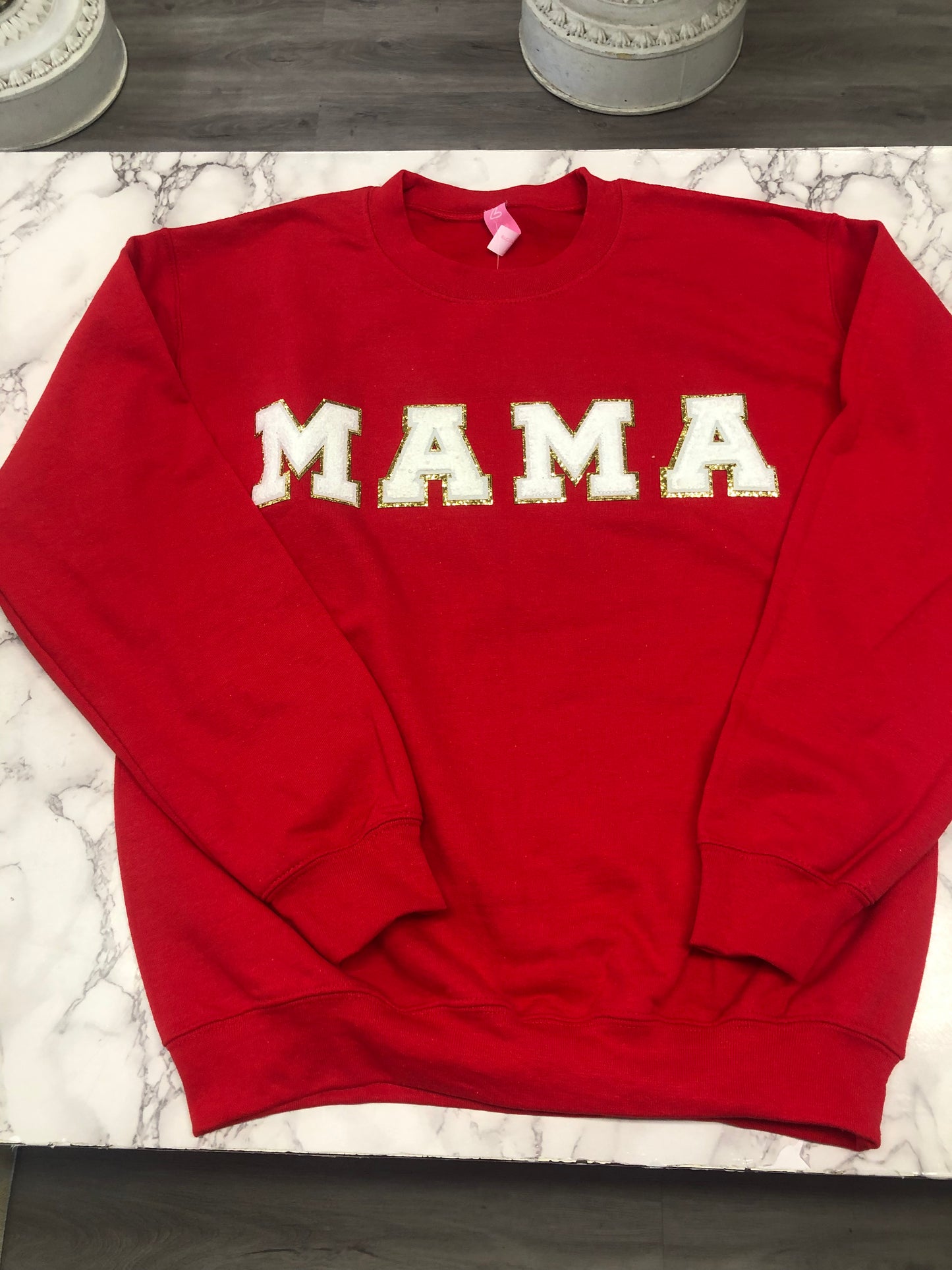 Load image into Gallery viewer, Mama Varsity Crewneck- Red
