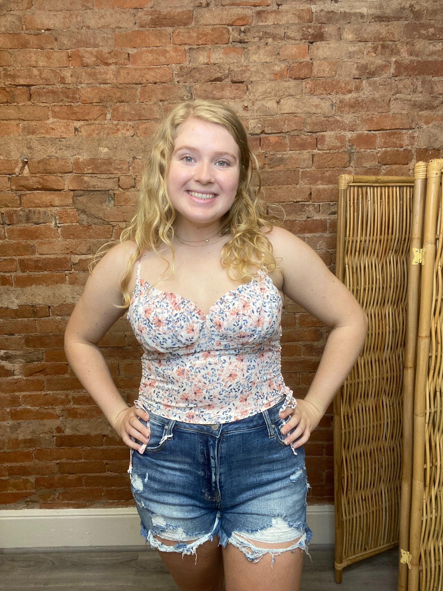 Carli Top in Ivy & Cream