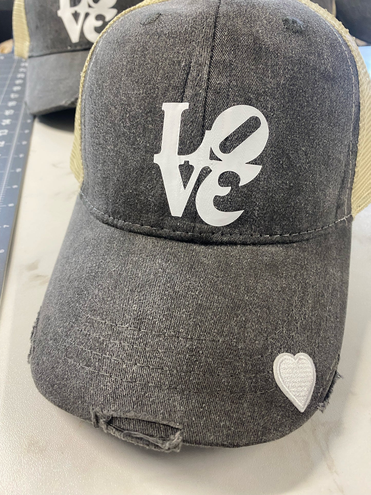 Love Baseball Hat-White Heart