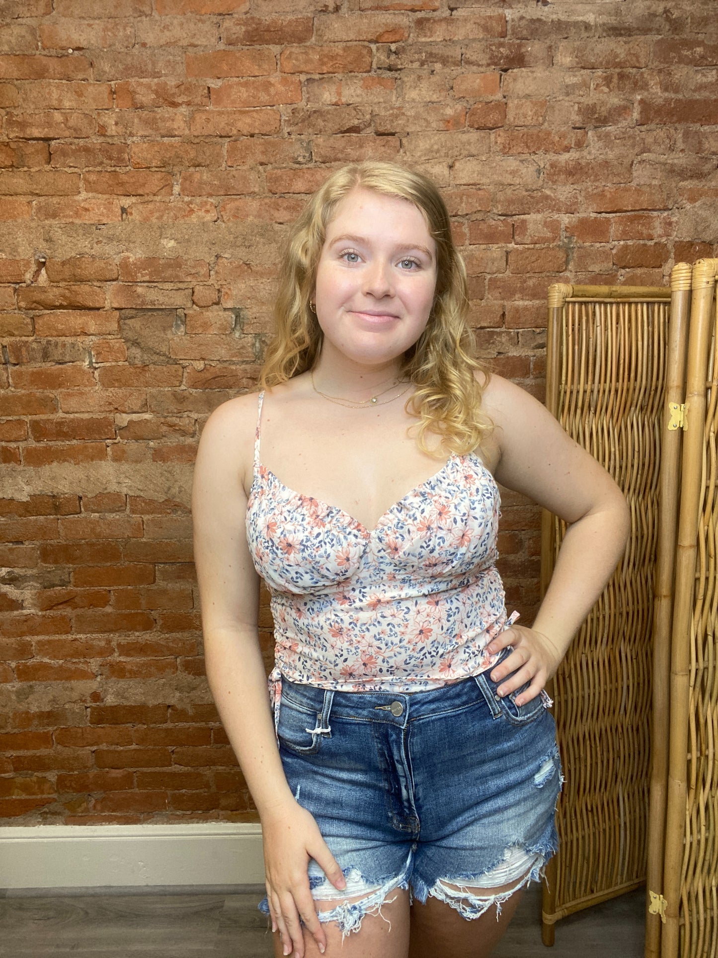 Carli Top in Ivy & Cream